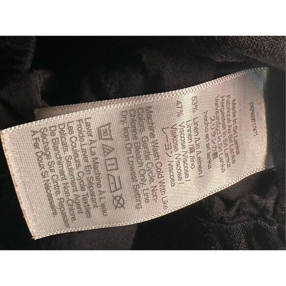 Stretchy waist Madewell Linen Viscose Pants Women's size medium Black Wide Leg E - Picture 3 of 5